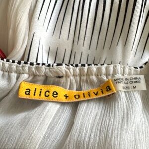 Alice + Olivia Cream Dress with Black Stripe Detail